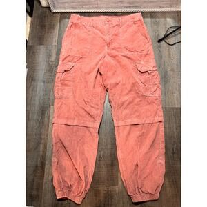 American Eagle Corduroy Cargo Pants Baggy Jogger Pink Women's 12 Long High Rise